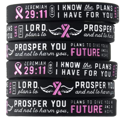 Inkstone Jeremiah 29:11 Breast Cancer Awareness Pink Ribbon Faith Bracelets Inspirational Support Wristbands for Breast Cancer Survivors