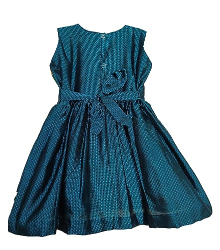Image of Girl's Indian Traditional Ethnic Wear Reshim Cotton Khan Shoulder Side Freel Frock