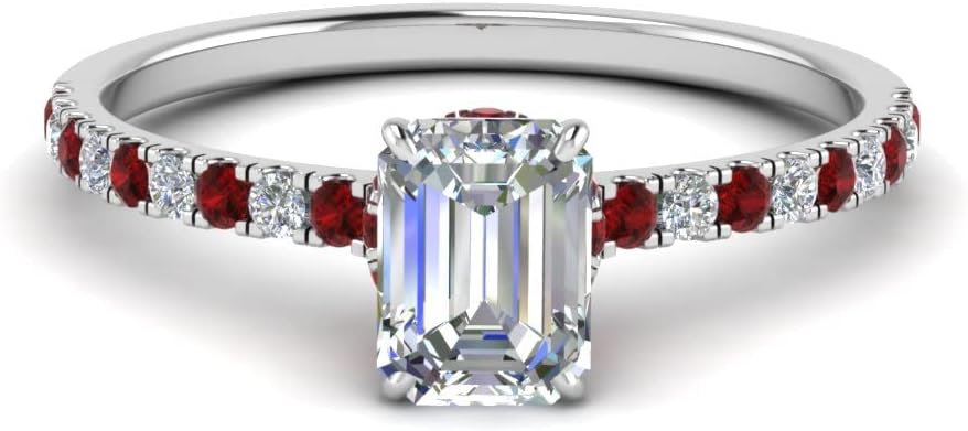Choose Your Gemstone Emerald Shape 925 Sterling Silver Hidden Halo Petite Diamond CZ Ring Minimal Surprise Gifts for Ladies Wedding Jewelry Handmade Gifts for Wife : US Size 4 to 12