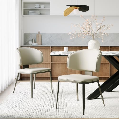 Image of Dining Chairs Set of 2, Faux Leather Dining Chairs, Light Gray