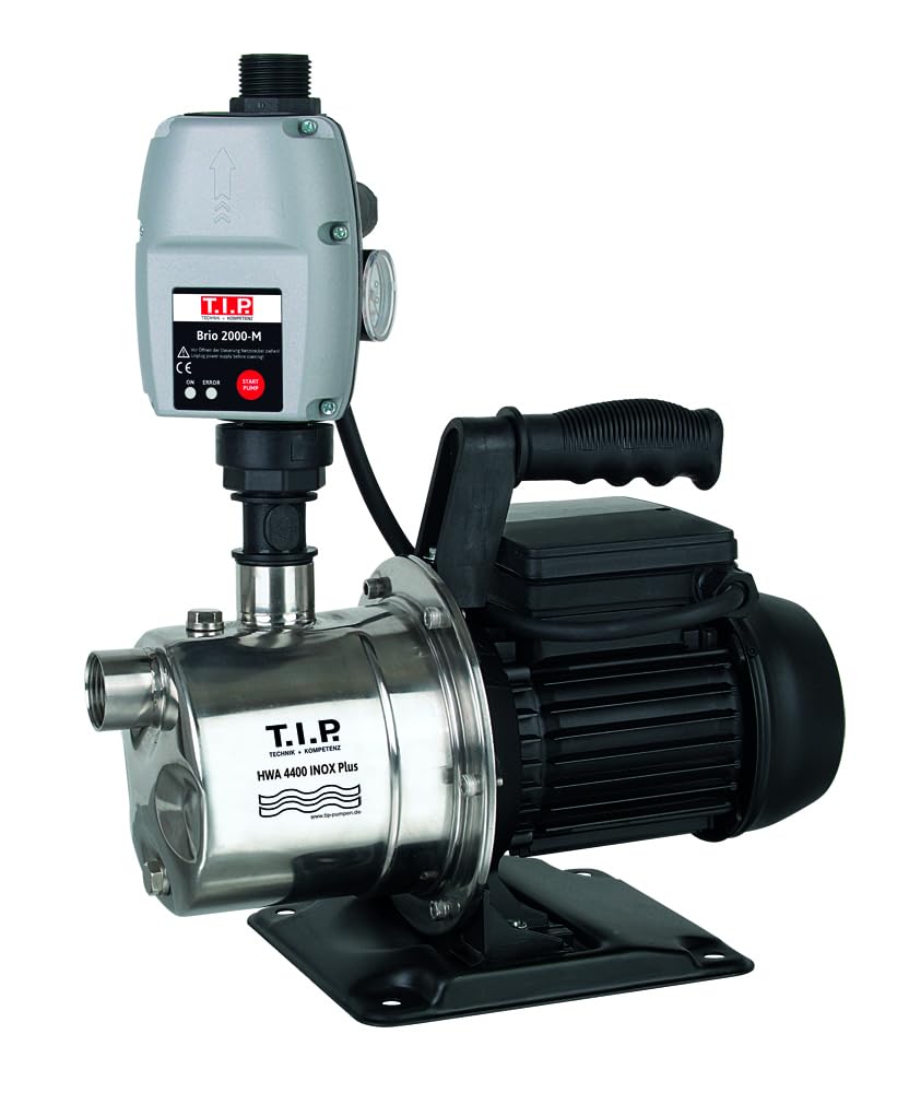 T.I.P. Edelstahl Hauswasserautomat - 4250 l/h Kapazität, 44 m Förderhöhe, 900 W Power, Automatiksteuerung - Ideal für druckabhängige Wasserversorgung, HWA 4400 INOX, 31192