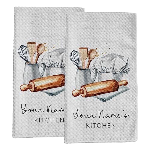 Personalized Monogram Leaf Tea Dish Towel - Name Tea Towel Kitchen Décor - New Home Gift, Wedding Housewarming Farm Decorations House Towel - Foto 10