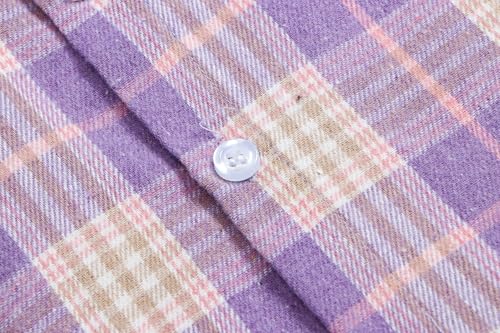 Image of SANGTREE Women and Girls Oversized Flannel Plaid Shirt Mid-Length Casual Button Down Shirt with Pockets