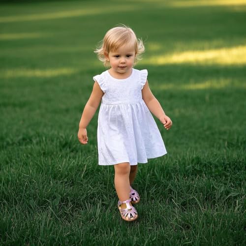 Image of THEE BRON Toddler Girls Closed-Toe Sandals Sweet Retro Cutout Summer Dress Shoes