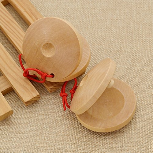 Wooden Castanets Round Finger Clappers Musical Instrument Educational Tools 1 Pair