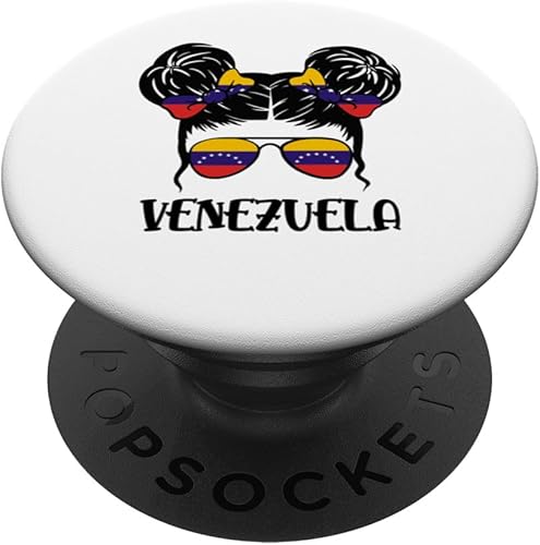 Venezuelan Girl Messy Hair Venezuela Pride Patriotic Womens PopSockets Standard PopGrip