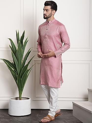 Image of SOJANYA (Since 1958 Men's Jacquard Silk Kurta and Pyjama with Nehru Jacket