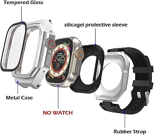 Correa de silicona para Apple Watch que evita arañazos con marco de acero de 49 mm 4