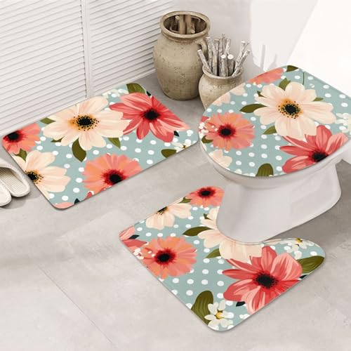 YoupO WC-Deckelbezug mit Punktemuster, 3-teilig, saugfähig, U-förmig, Konturmatte für Toilette, Badezimmer