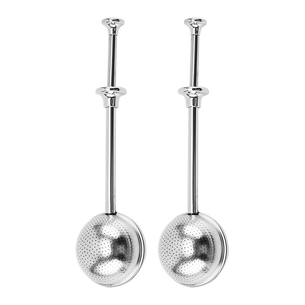 JZS Tea Balls for Loose Tea, 2 Pcs Long Handle Stainless Steel Tea Infuser Filter for Loose Leaf Tea, Reusable Fine Mesh Tea Interval Diffuser Strainer for Cup and Teapot