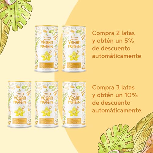Proteína Vegana en Polvo | Sabor Vainilla | 100% Proteina Vegana | 22g dosis Vegan Protein Powder de Guisante, Arroz, Girasol y Soja | Proteína Aislada para Masa Muscular | 600g | Alpha Foods
