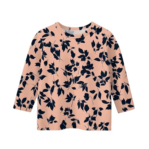 Tops for Teen Girls 3/4 Sleeve Crew Neck Shirts Fall Winter Pullover Tops Floral Print Blouses Clothes 5-16 Years3