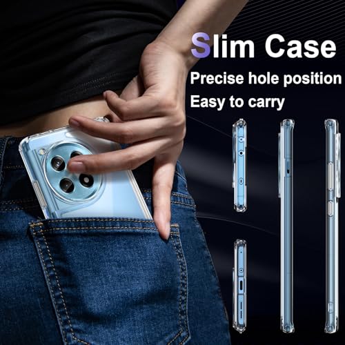 Image of Case for OnePlus 12R 5G, Military Grade Drop Protection Phone Case, Yellowing Resistant, Anti-Scratch Hard PC Back, Shockproof Hard Ultra-Thin Protective Cover, Clear