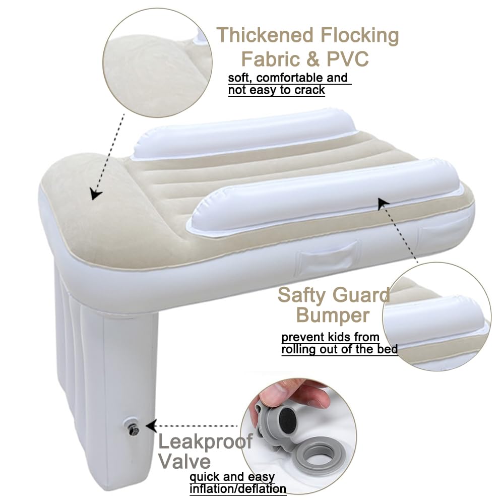 JanTeelGO Poggiapiedi Aereo Bambini Gonfiabile Viaggio, (Pompa Inclusa) Portatile Lettino Gonfiabile Bambini - Poggiapiedi Auto Bambini Si Adatta Alla Maggior Parte Dei Sedili per Aereo