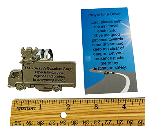 Westmon Works Truck Driver Visor Clip with Truckers Prayer Card Guardian Angel Road Safety Driving Set - Image 3