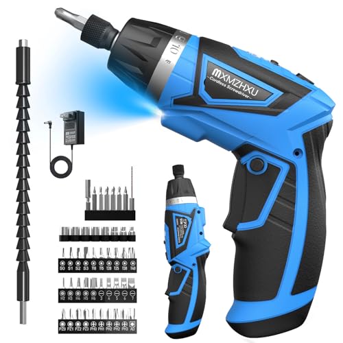 8V Cordless Screwdriver,Upgraded 10+1 Precision Torque Max 10N·m Electric Screwdriver,2000mAh Rechargeable Screw Gun with 50-Piece Kit,180° Pivoting Handle,LED Light,Gift for DIY & Home