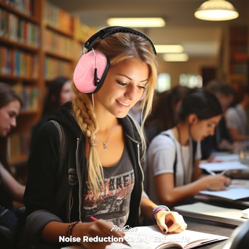 Image of ProCase Noise Reduction Ear Muffs, Sound Proof Ear Protection, NRR 28dB Noise Cancelling Headphones for Adults Kids Autism, Hearing Protection for Shooting Gun Range Mowing -Pink