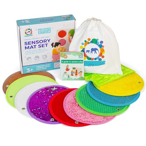 Image of Sensory Mats Set - 9 Round 8.6-inch Sensory Tiles for Sensor Wall, Floor & More - Multi-Sensory Exploration Sensory Toys for Kids and Autistic Children - Sensory Room Equipment Play-Based Learning