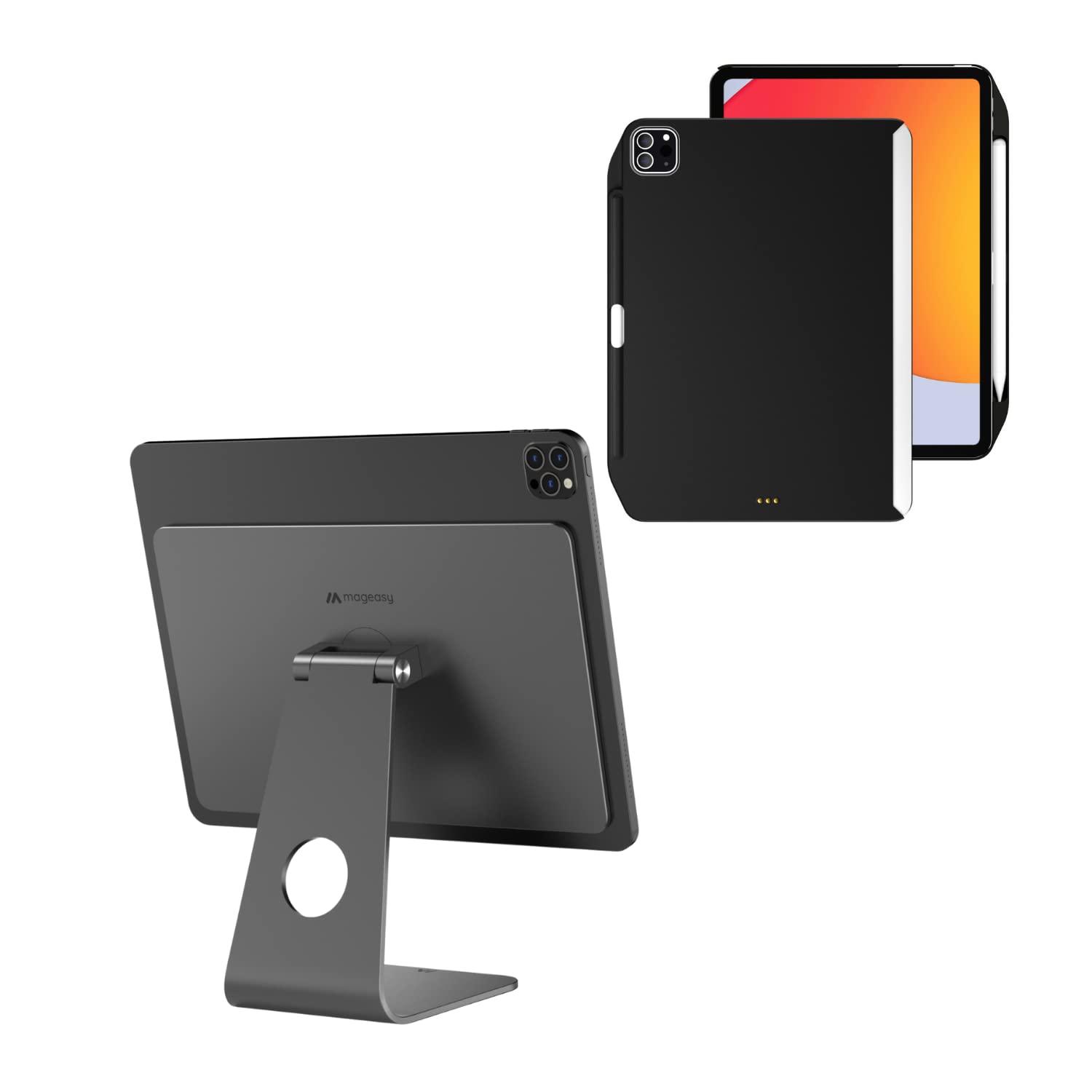 SWITCHEASYBlack CoverBuddy Magnetic iPad Pro 11 Case with Aluminum Magnetic iPad Pro 11 Stand MagMount for iPad
