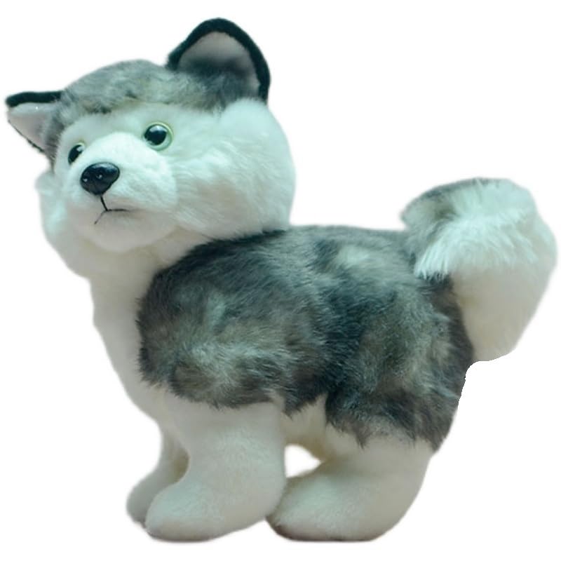 Peluche Husky réaliste grand chien sibérien pour décorer le salon ou la chambre