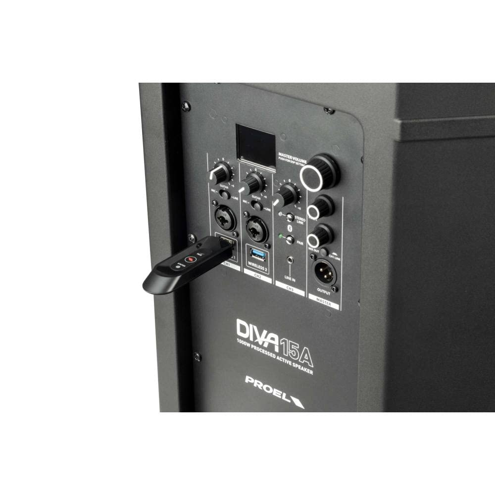 PROEL DIVA15A - Cassa Diffusore audio bi-amplificato da 15” e 1000w picco con modulo Bluetooth Stereo Link, Nero