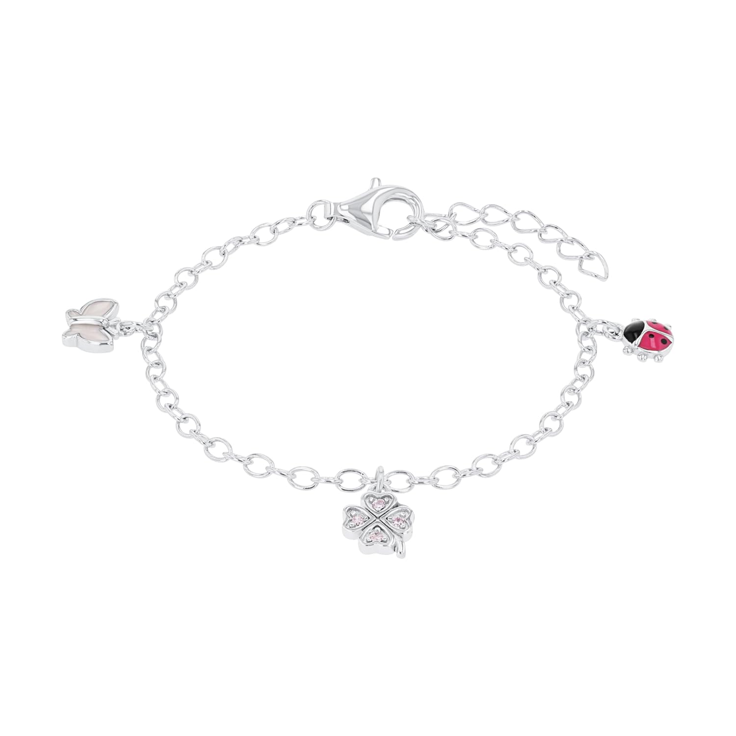 Prinzessin Lillifee bracelet 925 Sterling silver girls' children's bracelet, with zirconia synth., 12+2 cm, silver, ladybug, comes in jewelry gift box 9082414