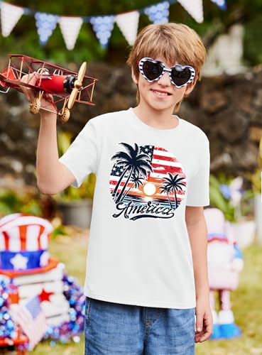 Image of BesserBay Unisex Kids July 4th Amarican Flag Top Patriotic Funny T-Shirt 6-14 Years