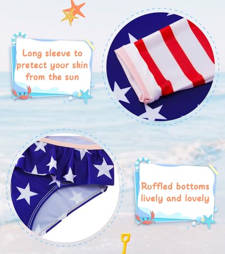 Image of UNIFACO Toddler Girls Swimsuit Rashguard Set Summer Beach Breathable Tankini with UPF 50+ Sun Protection 2-8T