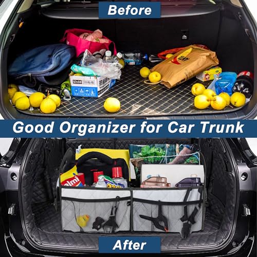 Image of Deosk Trunk Organziers and Storage with Reinforced Handles,Car Accessories for Women /Men 50L Waterproof Polyester Trunk Organzier for Car /SUV /Minivan /Truck(Medium, Beige)