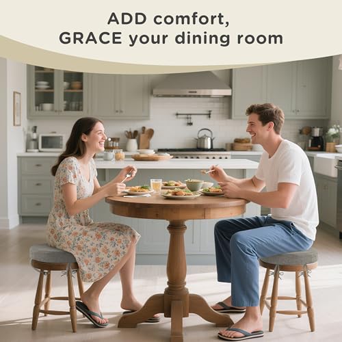 Image of AddGrace Round Bar Stool Cushions with Ties Set of 1 Non Slip Seat Cushions 12x12 Inch Washable Chair Pads Removable Washable Cover Light Gray
