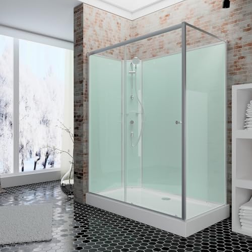Schulte Fertigdusche Komplettdusche 160 x 90 cm Duschtempel Ibiza, 5 mm Sicherheits-Glas, Profile alu natur, duschkabine komplett, Duschwanne weiß