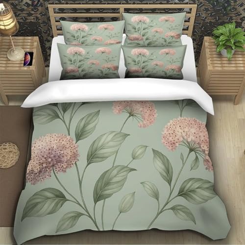Housse de couette 140x200 rose floral en microfibre premium douce - 5