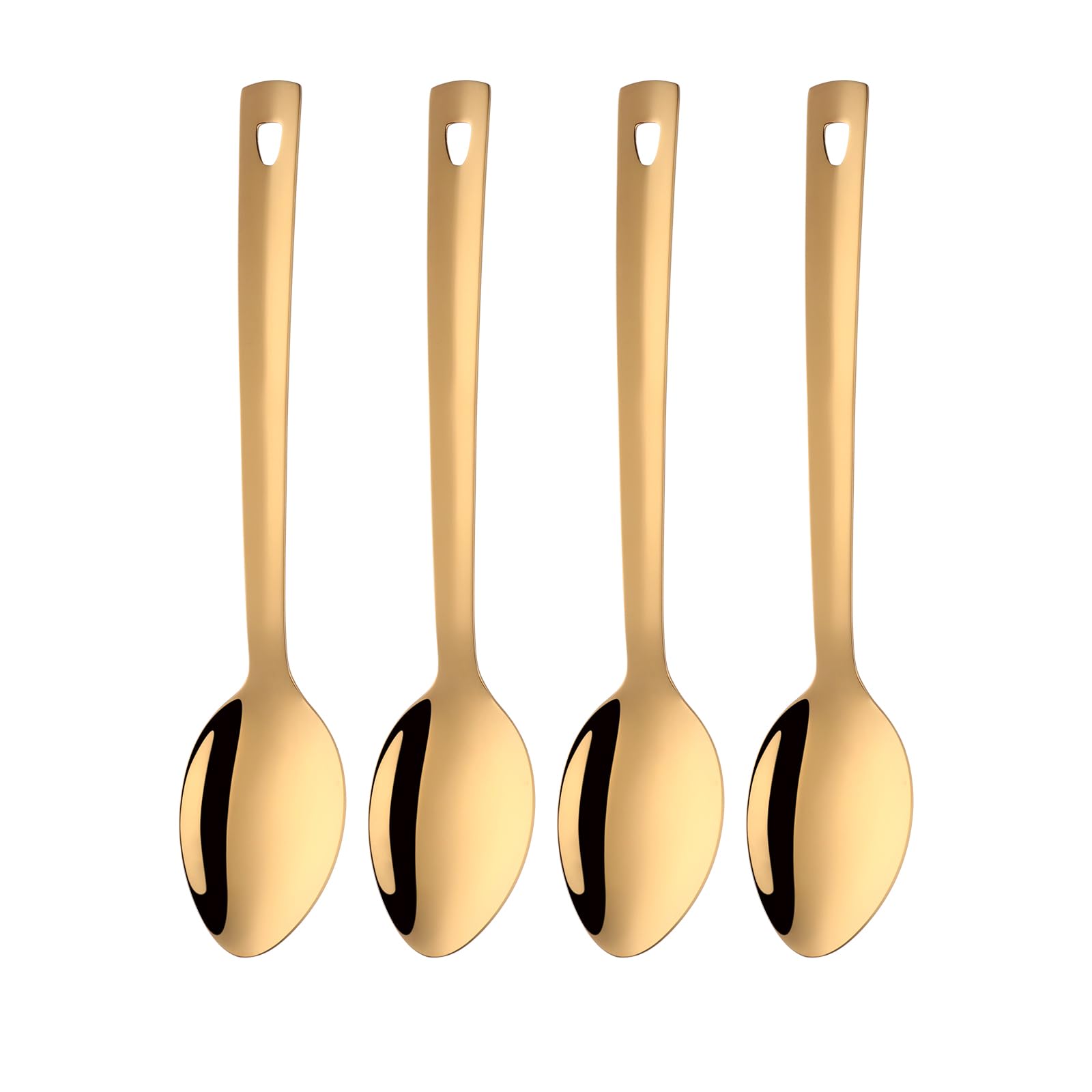 TUPMFG 13 Inch Large Table Spoons for Serving, Stainless Steel Buffet Serving Spoons Set, Long Handle Soup Spoons, for Parties Dinner Kitchen Restaurant (Gold, 4 Piece)