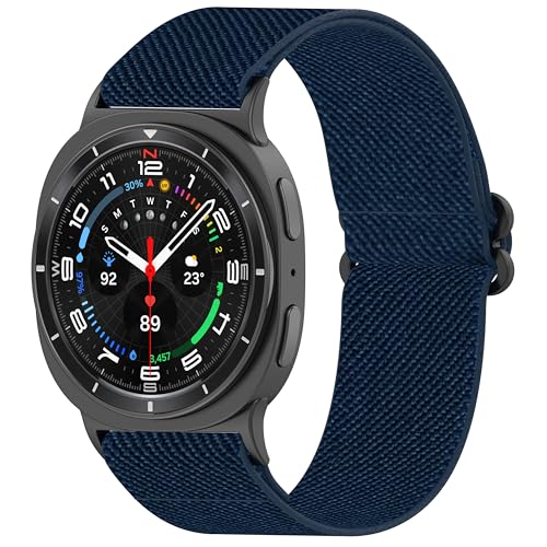 Nylon Armband Kompatibel mit Samsung Galaxy Watch 8 44mm 40mm Armb&auml;nder Damen Herren Weiches atmungsaktives Uhrenarmband Ersatz Elastisches Sport Verstellbares Ersatzarmband (Blau)