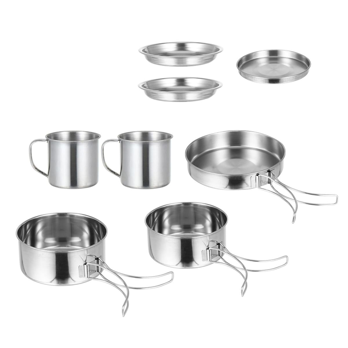 Tragbares mit Tasche aus Edelstahl Kochgeschirr Camping 8 Stück Verschleißfest und Praktisch beim Outdoor Kochen für Backpacker und Wanderer