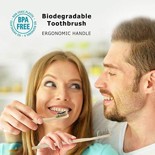 bambus zahnbürste, 6 Stück zweifarbiges holzzahnbürste set, biologisch abbaubare bambuszahnbürsten mit weichen Borsten, Holzzahnbürste mit großem Griff – Bild 8