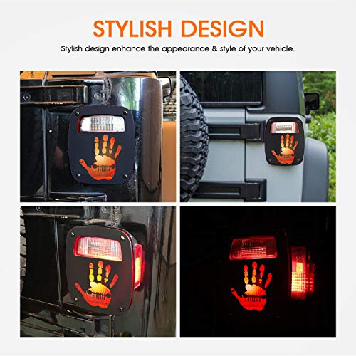 Partol Tail Light Guard Cover For Jeep Wrangler TJ YJ 1987-2006, Exterior Tail Light Guard Protect Shade Hollow Out Rear Tail Light Covers (Palm)