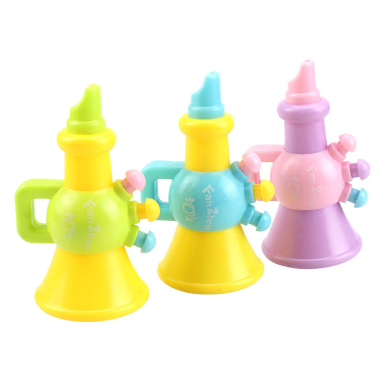 Kisangel 5pcs Cartoon Trumpet Plastic Horn Playthings with Bright Colors for Creative Play Instruments Random Color Random Color