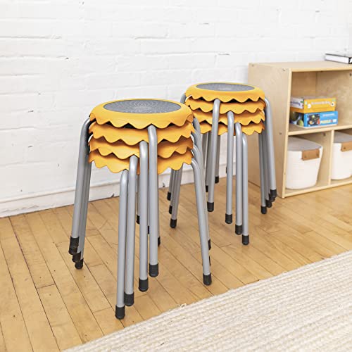Image of ECR4Kids Daisy Stackable Stool Set, Flexible Seating, Yellow, 8-Piece