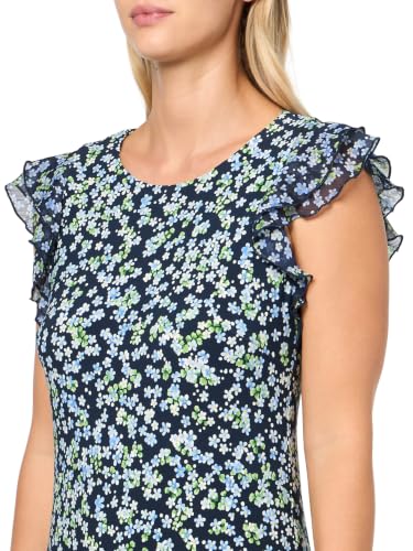 Image of Tommy Hilfiger Womens Polyester Spandex Pattern Sheath Midi Layered Dress
