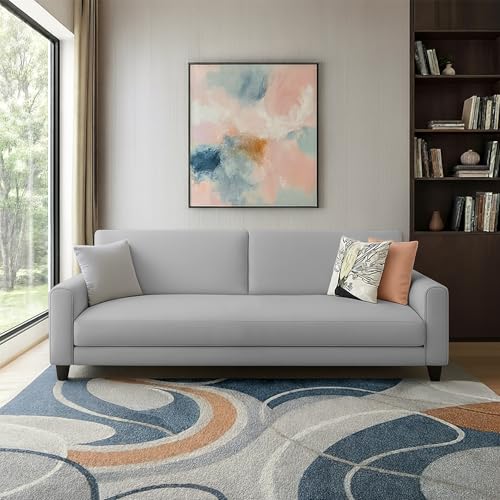 Image of Casaliving Kaven 3 Seater Sofa Set for Living Room (Grey Colour Fabric) Premium Fabric Sofa