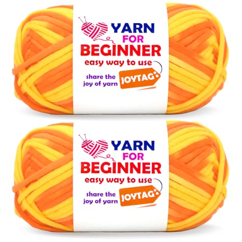 Image of 2 * 50g Rainbow Beginner Crochet Yarn for Crocheting and Knitting Multicolor Cotton Crochet Yarn for Beginners(Yellow Variegated)