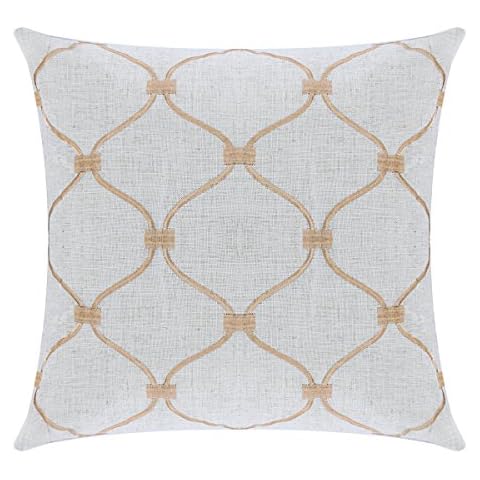 Aitliving Cushion Cover Decorative Sofa Couch Pillow Covers Cases 45x45cm, Linen Blend Base with Designed Trellis Embroidery Bedding Pillowcase 18X18 Inch Cover