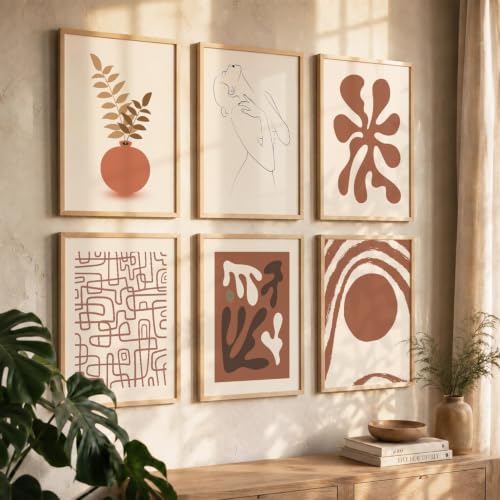 Image of kotart Boho Theme Digital Painting for Wall Decoration - Minimal Wall Art Prints for Living Room Bedroom Office Room Decor (13X17 INCH, J) Pack of 6