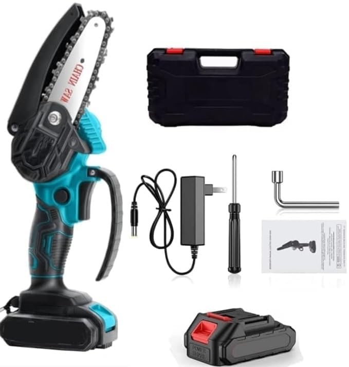 Lufjika Mini Chainsaw 6" Cordless Chainsaw 1PCS Battery Powered,Oiler System & Replacement Chain,Safety Lock, Chainsaw for Wood Tree Cutting Garden Stocking Stuffers Gifts for Men Dad Husband Women-image-14
