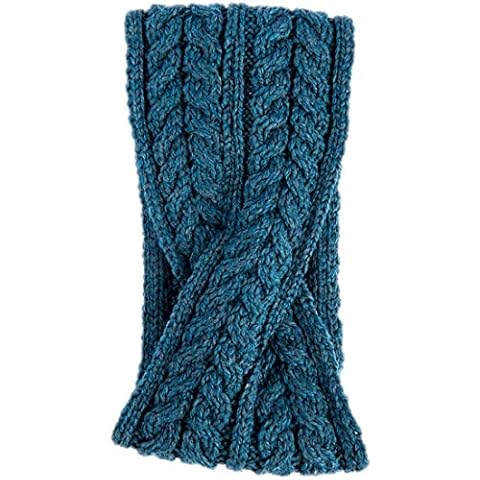 Aran Woollen Mills Super Soft Merino Wool Crossover Headband, Irish Sea Colour Cover
