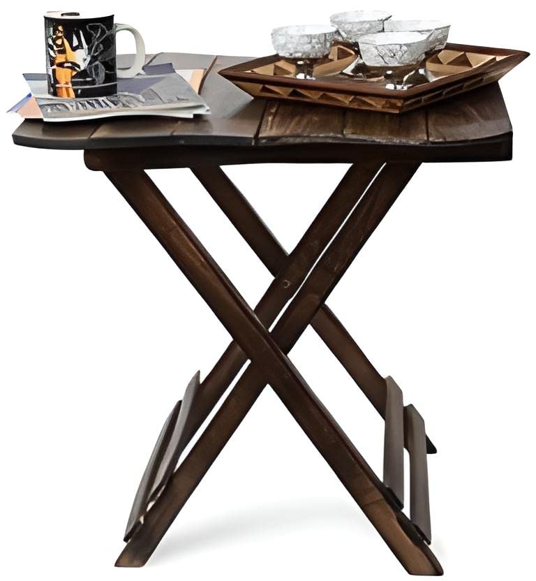 Image of Wood Polished And Furnished End Table /Stool With Antique Polish Multipurpose Coffee Stand Table (Square, 15 Inches)