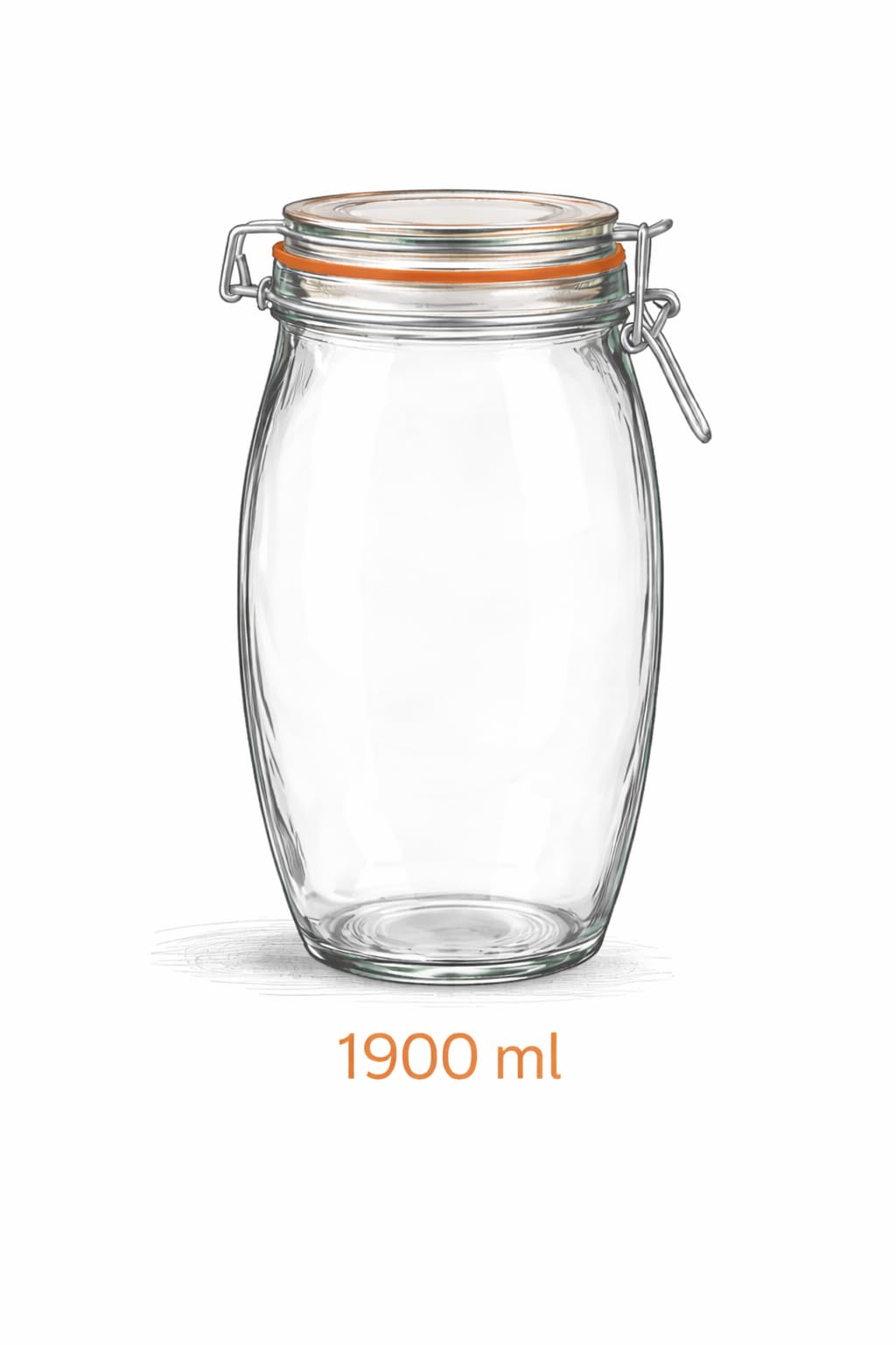 Set de 6 tarros XXL de 1900 ml con cierre de palanca – Tarros de vidrio extra grandes con junta de goma, herméticos & reutilizables – Transparentes