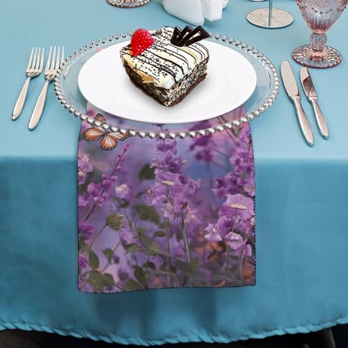 Servilletas de tela para Acción de Gracias y bodas con elegante estampado floral lavanda 5