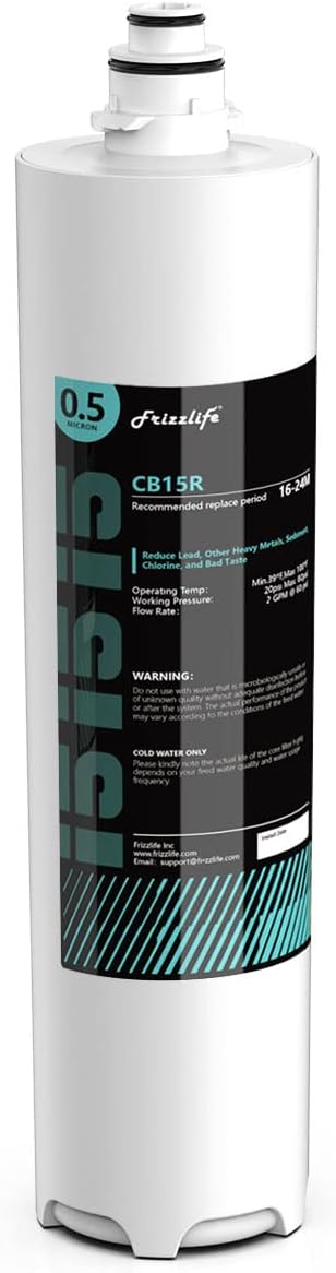 Frizzlife CB15R-HF Replacement Housing Kit With CB10R Filter Cartridge Inside - For DW15, DW15F, TW15 Under Sink Water Filter Systems